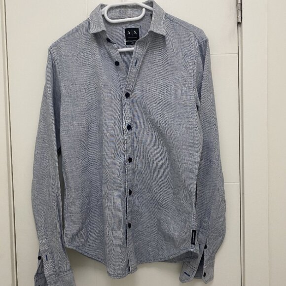 Armani Exchange Slim Dress Shirt in Grey - Picture 1 of 7